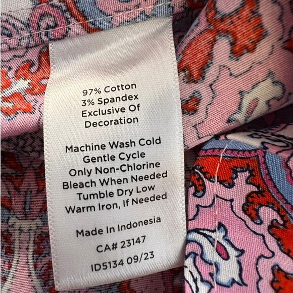 NEW Talbots Non-Iron Perfect Shirt Whimsical Medallion in Blue Purple Size 14 - Picture 7 of 7